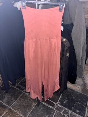 Source Unknown Rust Strapless Jumpsuit Romper